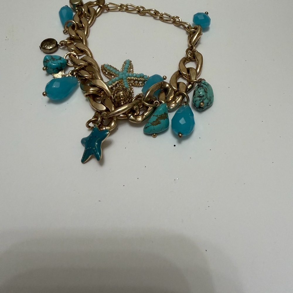 Gold and Turquoise Charm Bracelet